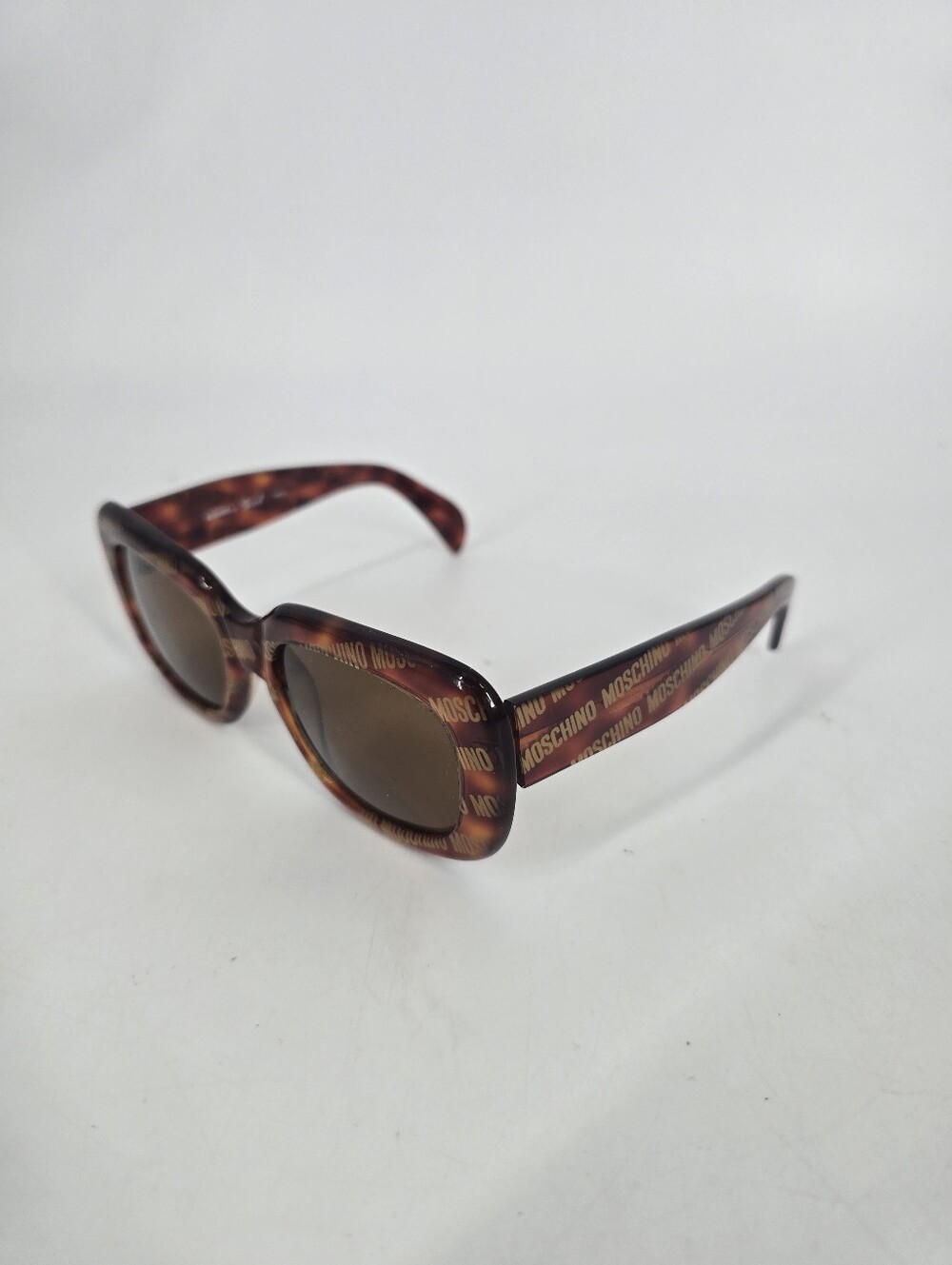 Moschino Brown Havana Tortoise Logo Spellout Sunglasses M251 140mm Made in Italy